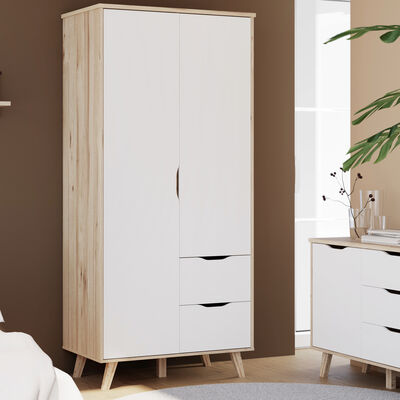 Borg vaatekaappi 95x201x53 cm tammi/valkoinen